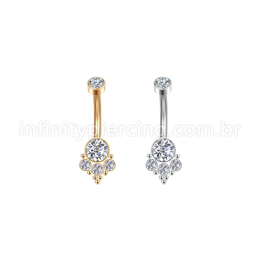Piercing Banana Aço Cirúrgico Indiano Zircônia